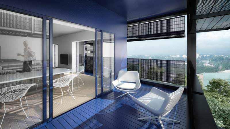 Projet hybride Black Swan à Strasbourg, la loggia d’un appartement