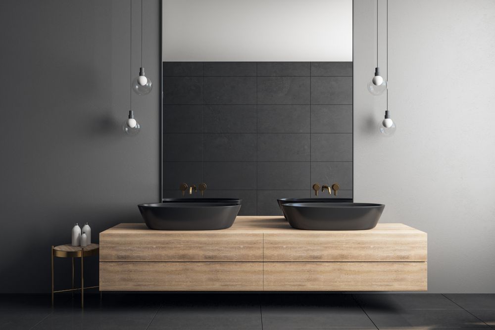 salle de bain noir bois