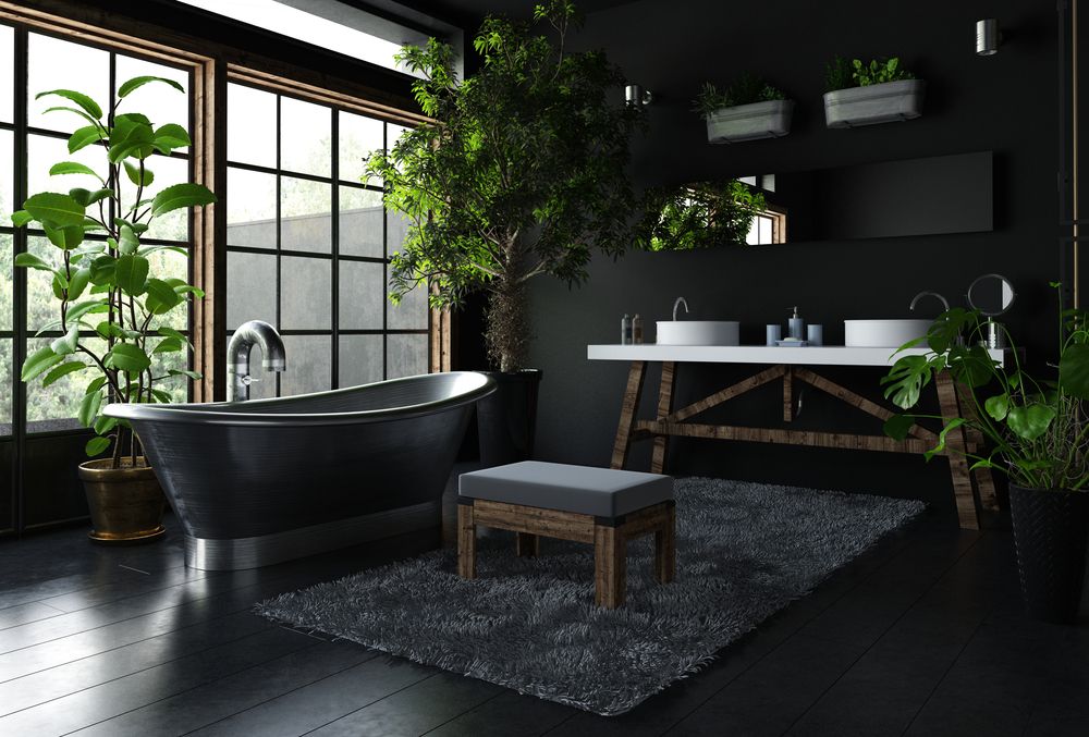 salle de bain noir bois